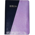 Biblie lux, coperta piele naturala, negru/roz sidef